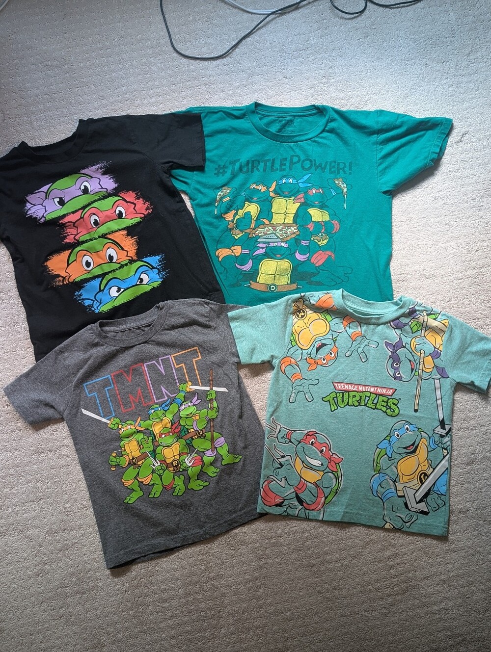 Bundle Of Four Teenage Mutant Ninja Turtles Shirts -- Size Kids Small